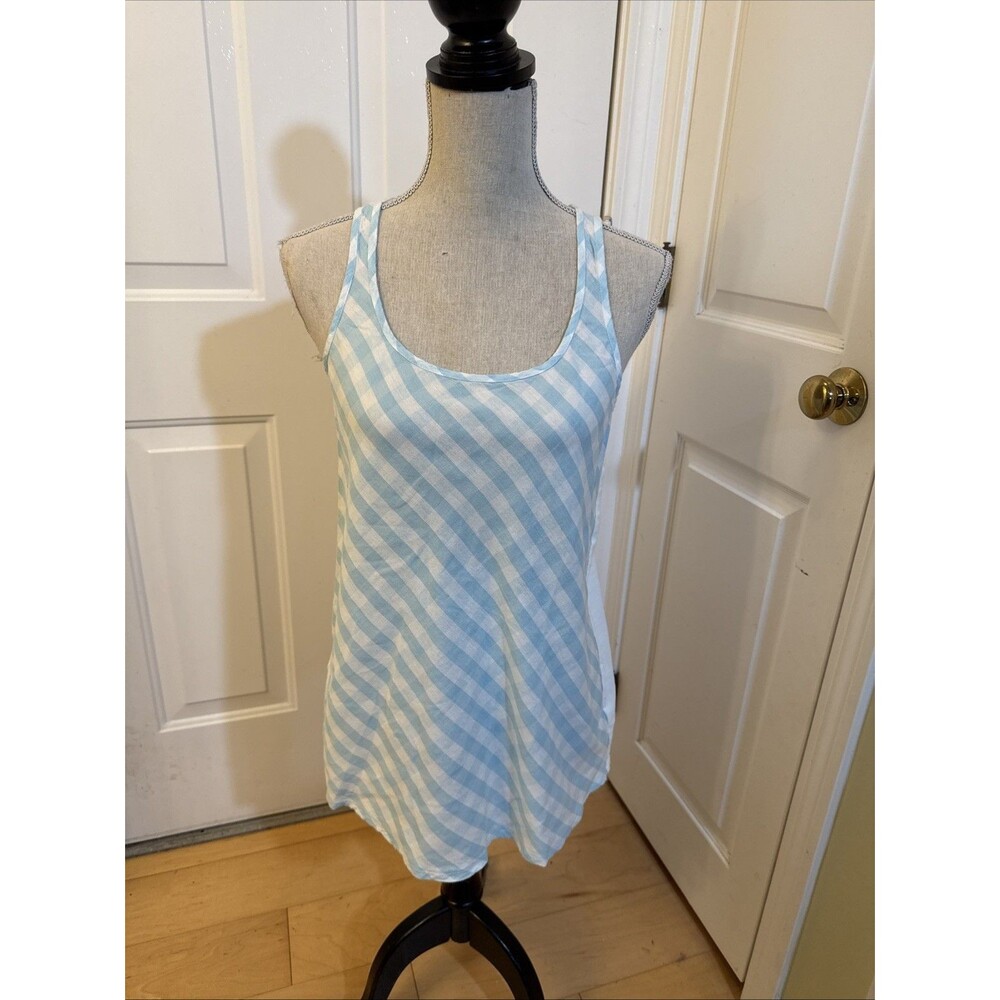 LIGHT BLUE GINGHAM Joe Fresh Lightweight Cotton Tank Top Womens Size M